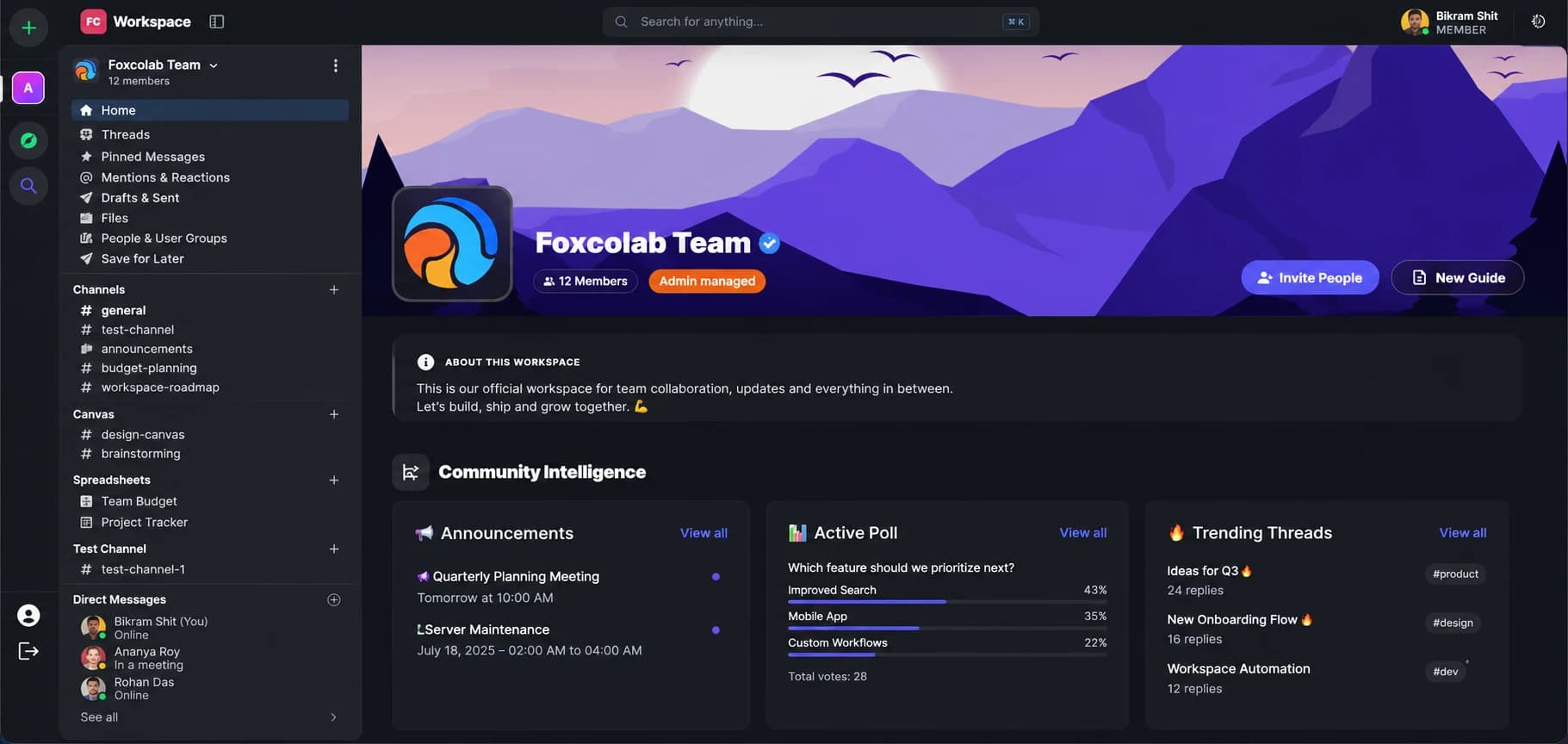 Foxcolab Workspace Interface